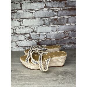 Carrie Forbes Said Raffia 3 Strap Neutral Beige Espadrille Wedge Sandals Sz 36EU